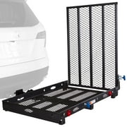 Silver Spring 48in x 27.75in Folding Steel Scooter Wheelchair Carrier w/42in Ramp, 500 lb. Cap, Hitch Mount