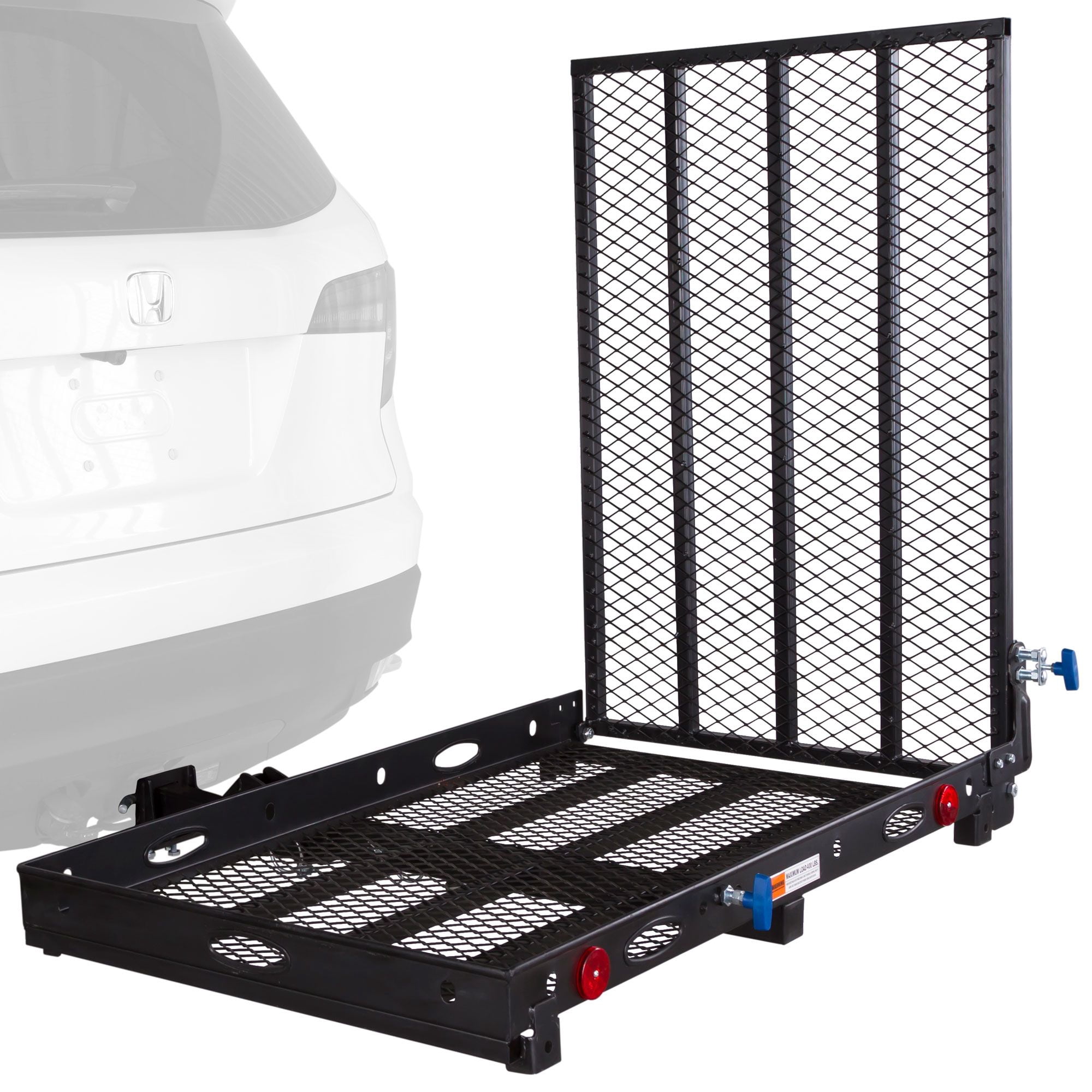 Wheelchair Scooter Carrier for Car Truck SUV, 2in Hitch, Folding Ramp, 500 lb Cap, 48in x 27.75in Cargo Rack, Silver Spring