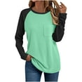 thumbnail image 1 of BLVB Long Sleeve Shirts for Women Color Block Raglan Tops Casual Crewneck Basic Tees Fall Clothes Dressy Work Outfit, 1 of 6