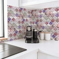 thumbnail image 3 of Walplus Peel and Stick Backsplash Arabesque Old Rose Mocha 3D Tile Decals 8 Sheets 11" x 8", 3 of 7
