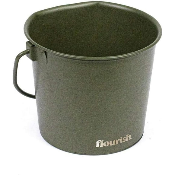 Cubo de acero inoxidable para perros Flourish Pets, 6 L, color verde militar