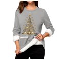 thumbnail image 5 of WEAIXIMIUNG Sweatshirts Femme Arbre de Noël Manches Longues Col Rond Poche Rembourré Pull Chaud, 5 of 5