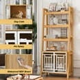 thumbnail image 3 of ZephyPaws Modern 2-in-1 Dog Crate Bookshelf - Wooden Pet Kennel & Ladder Display Shelf with Storage Cabinet, Tall Bookcase for Small to Medium Dogs Up to 50lbs, 32.5"L x 15.7"W x 76"H, Home Office, 3 of 12