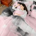 thumbnail image 4 of Manfei Watercolor Artwork Bedding Comforter Set 7pcs, Pink Gray Aesthetic King Bedding Sets, Ombre Oil Painting Bed Sheets, Luxury Bedroom Decor, 4 of 8