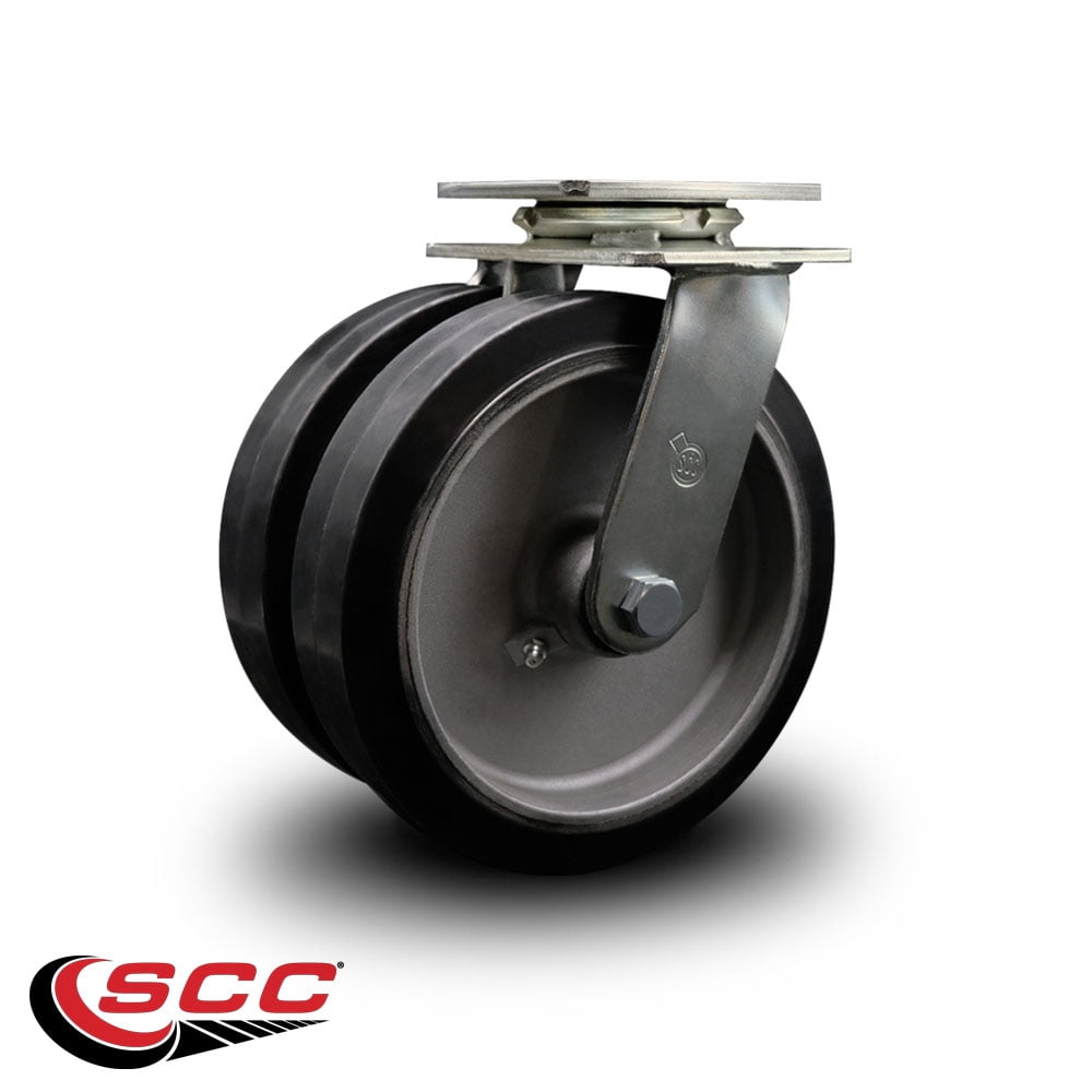 8 Inch Dual Rubber on Aluminum Wheels Swivel Caster with Roller Bearing SCC