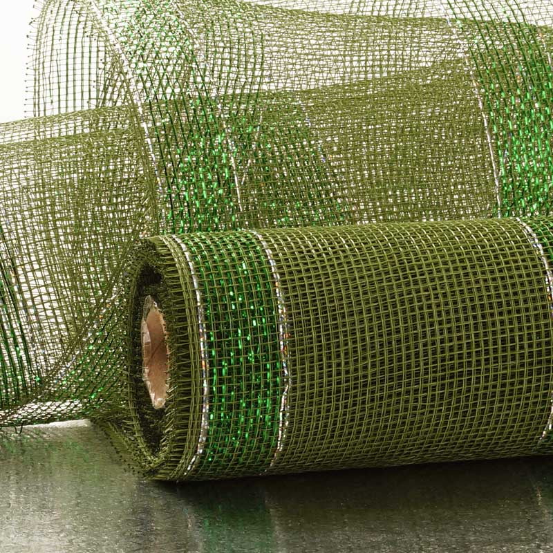21" X 10 Yards Dark Green Wide Stripe Laser Deco Mesh by