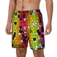 thumbnail image 1 of Fotbe Colorful Tie Dye Stained Glass 1 Traje de Baño para Hombre – Shorts de Natación de Secado Rápido con Forro y Bolsillos-Small, 1 of 6