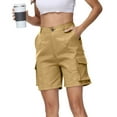 thumbnail image 4 of HKYNLAG Bermuda Cargo Shorts for Women High Waisted Wide Leg Twill Knee Length Hiking Shorts Summer Casual Shorts with Pockets Khaki 2XL, 4 of 8