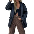 thumbnail image 3 of Womens Coat, Solid Color Tailored Collar Long Sleeve Suit Jacket Single-Breasted Blouse, 3 of 8