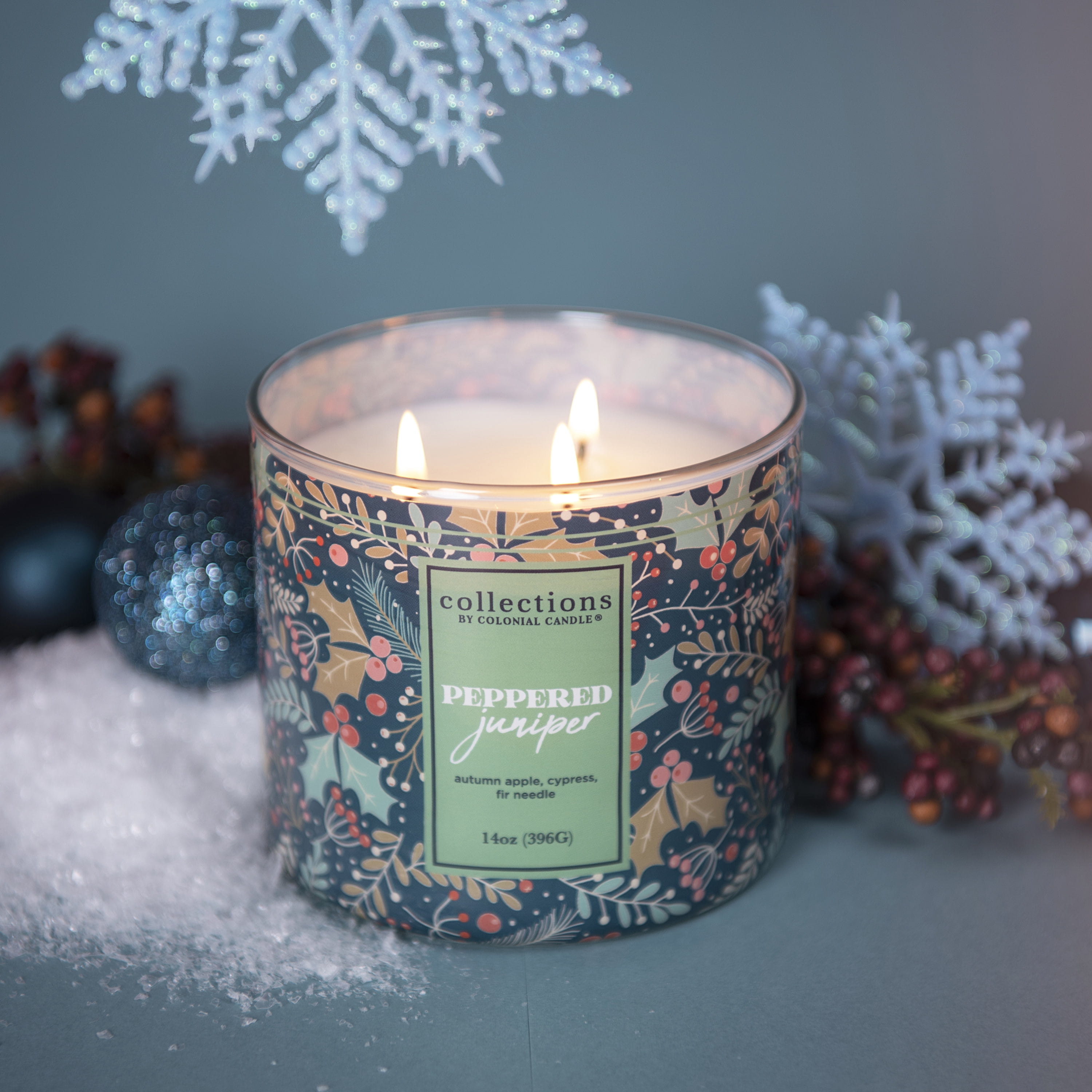 Deco Collection by Colonial Candle, Peppered Juniper Scented Jar Candle, 3-Wick Scented Jar Candle with Woody Fragrance and Premium Lead-Free Cotton Wick, 14 oz - Up To 60 Hours Burn