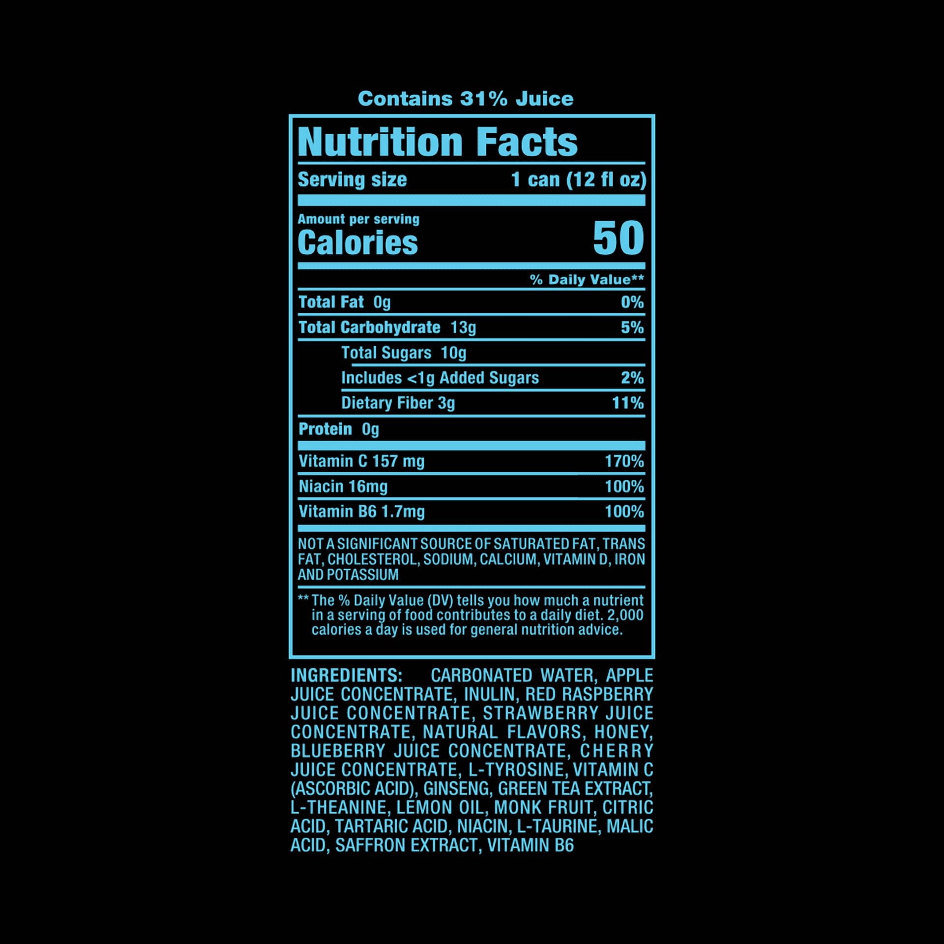 Illicit Elixirs Vegas Debauch-A-Berry - Sparkling Juice Drink - Supports Dopamine Production - 12 Pack - 12 Oz Cans