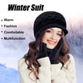 thumbnail image 3 of Loritta 3 Pieces Women Winter Hat Scarf Set, Knit Beanie Neck Warmer Touchscreen Mittens, 3 of 6