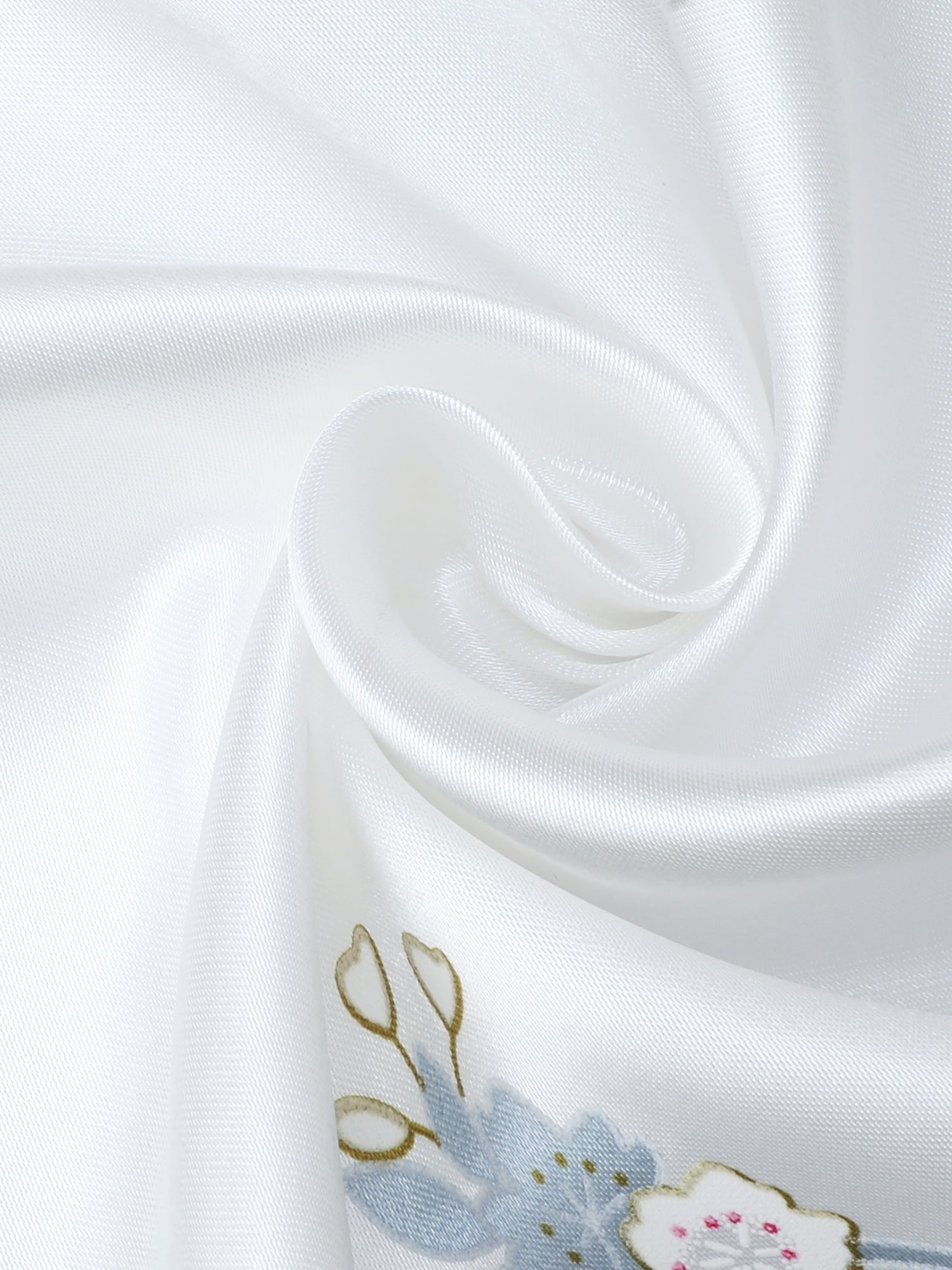 DARING DIVA Women's Satin Floral V-Neck 3/4 Sleeve Peacock Print Nightgown S White