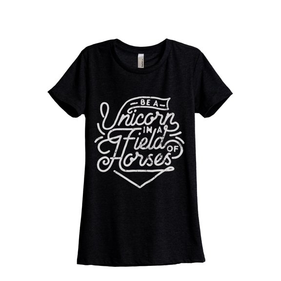 Be A Unicorn In A Field Of Horses Women's Fashion Relaxed T-Shirt Tee Heather Black Large