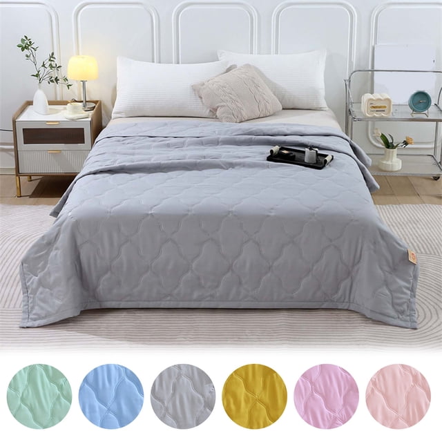 Xihbxyly Edredón de Aire Acondicionado Fresco, Tejido de Poliéster Suave, Transpirable y Refrescante, Ideal para Siestas de Verano, Ideal para Viajes, Fácil de Limpiar, Tamaño 100 X 150 Cm