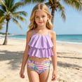 thumbnail image 2 of CAIVO Kids Girls Ruffle Bikini Swimsuit Two Piece With Floral Print Comfortable Stretch For Beach Pool Party Soft Summer Swimwear, 2 of 9