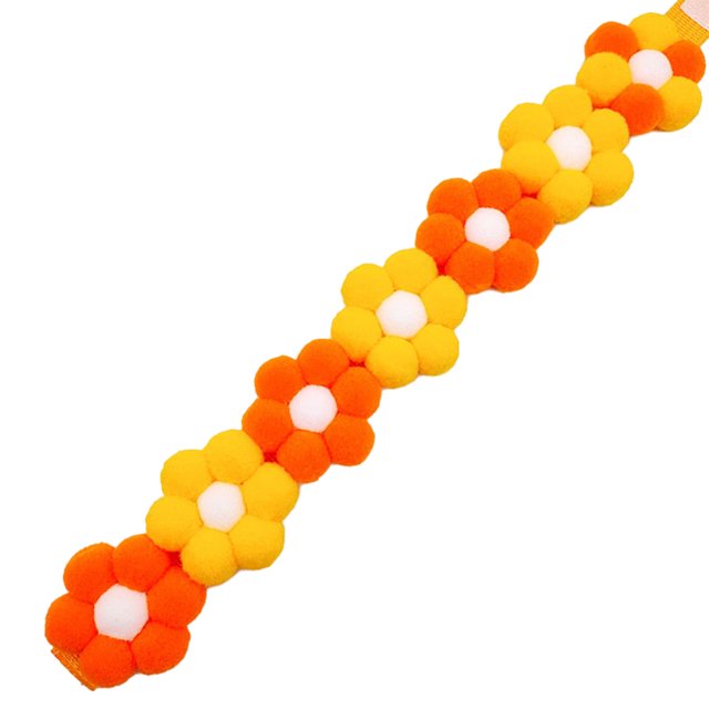 CAROOTU Soft Plush Dog Cat Collar Rainbow Flowers Decor Hook & Loop Pet Neck Strap Adjustable Length for Small Medium Breeds New