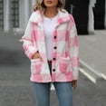 thumbnail image 2 of Womens Plaid Shirts Jacket Pink Lapel Double Sided Fleece Pocket Recreational Long Sleeve L, 2 of 4