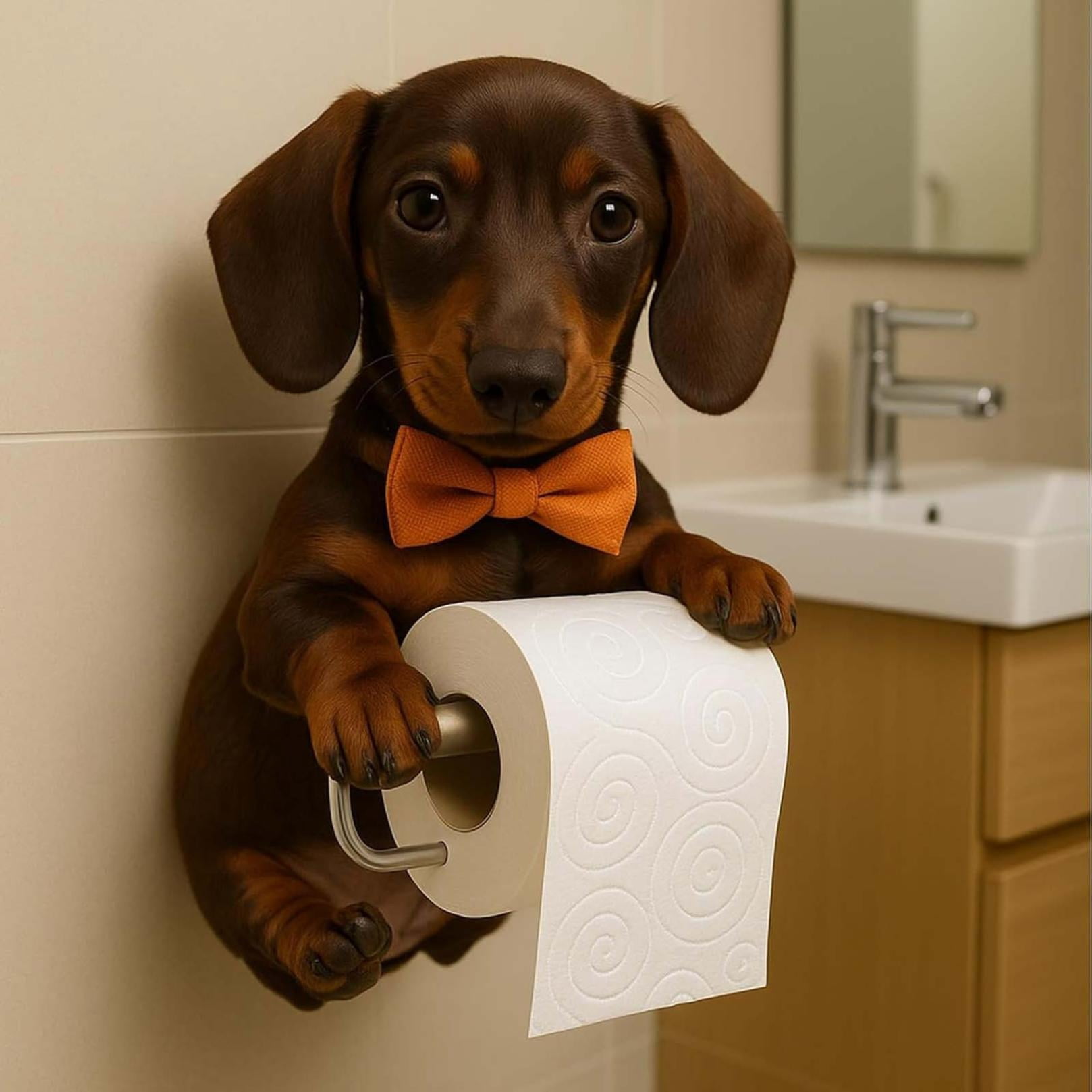 2025 New Dogs Toilet Roll Holder Series,Super Realistic Puppies Eyes On You Tissue Rack,3D Resin Cute Dog Towel Rack,Wall Mouted Toilets Paper Storage Dispenser for Home Bathroom Kitchen,Dachshund