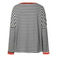 thumbnail image 5 of Striped Long Sleeve Shirt Women, Yigetop Women's New Round Neck Long Sleeved Loose T Shirts Female Comfortable Commute Fashion Long Sleeved Lady T Shirt Striped Shirt Women Hot Pink M, 5 of 5