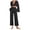 Noir, variante sur sageysalite Ensembles 2 Pcs pour Femmes Hauts Courts en Coton et Lin et Pantalons Légers Respirants Tenues d'Été Automne Manches Longues