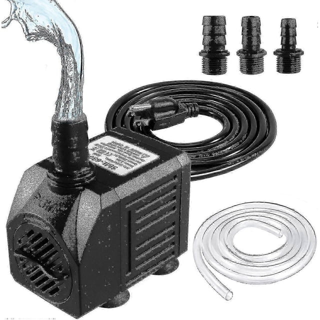 Submersible Fountain Pump 150GPH 600L/H 8W Quiet Small Outdoor with 3.3ft Hose