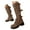 Brown, variant on Women's Knee High Boots Wide Calf Buckle Riding Boot Square Toe Lace up Chunky Low Heel Booties