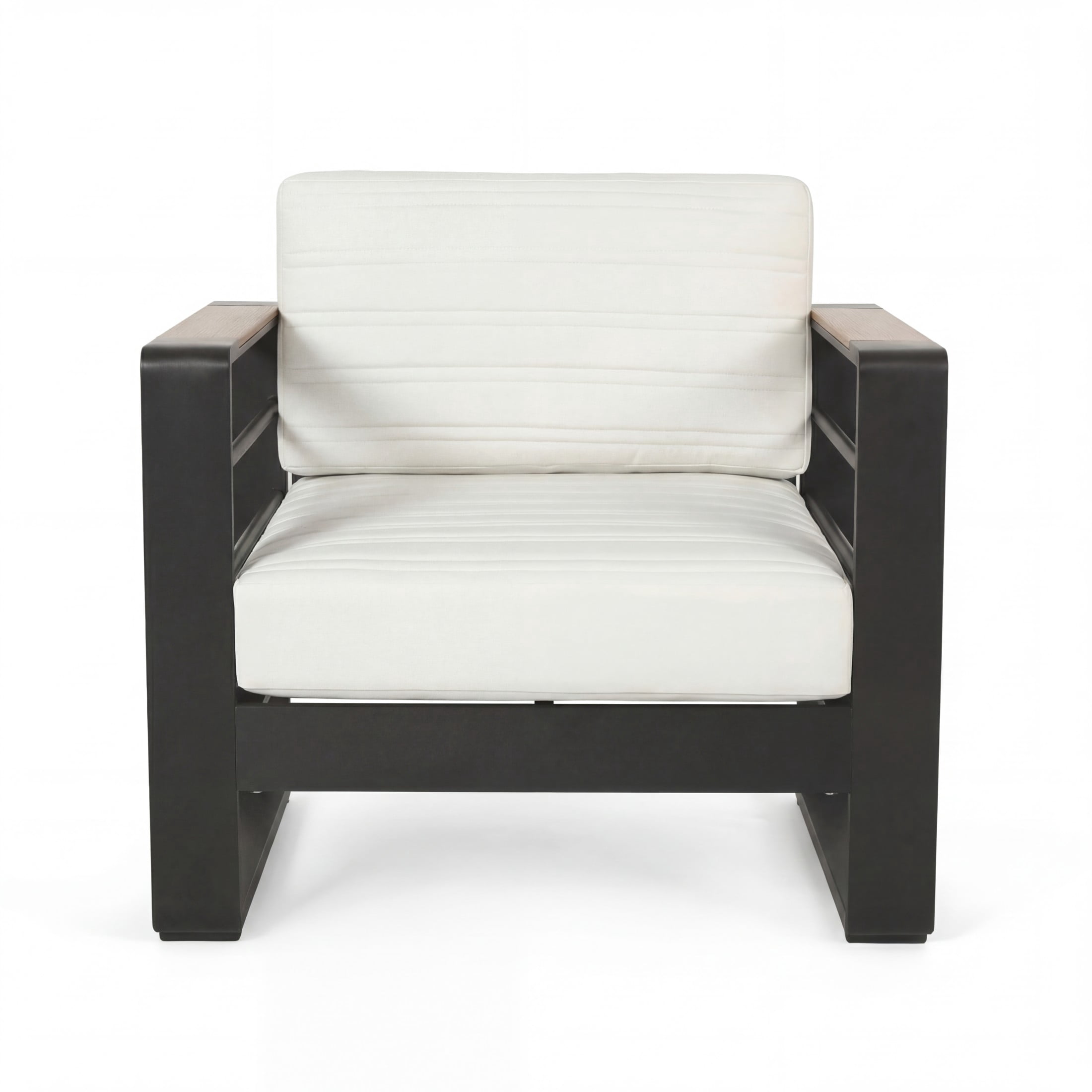 Christopher Knight Home Outdoor Club Chair, Aluminum Frame with Water-Resistant Cushions, Black