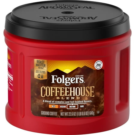 Folgers Coffeehouse Blend Ground Coffee, Medium-Dark Roast, 22.6-Ounce