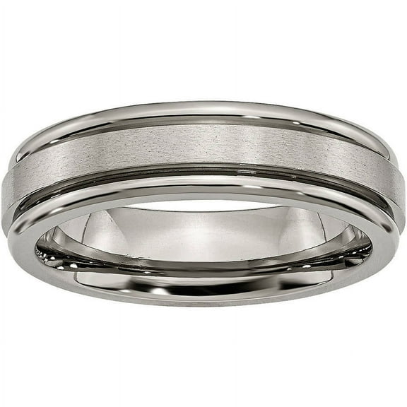 Titanium Grooved Edge 6mm Satin and Polished Band