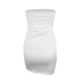 thumbnail image 5 of Biekopu Women Wrap Chest Bodycon Dress Solid Color Feather Trim Strapless Backless Cocktail Dress Party Club Skinny Mini Dress, 5 of 6