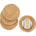 thumbnail image 1 of Juego de 4 manteles individuales redondos NOGIS Boho tejidos con jacinto de agua natural, redondos, trenzados, grandes, de ratán, para cenas y decoración (redondos de 25 cm), 1 of 6