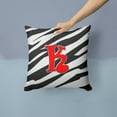 thumbnail image 2 of Carolines Treasures CJ1024-KPW1414 Letter K Initial Monogram - Zebra Red Fabric Decorative Pillow, 14Hx14W, multicolor, 2 of 4