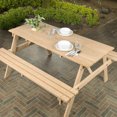 thumbnail image 3 of JONATHAN Y BNH200B-NEW Shoreham 55" Modern Classic Outdoor Wood Picnic Table Benches with Umbrella Hole, Light Teak, 3 of 7
