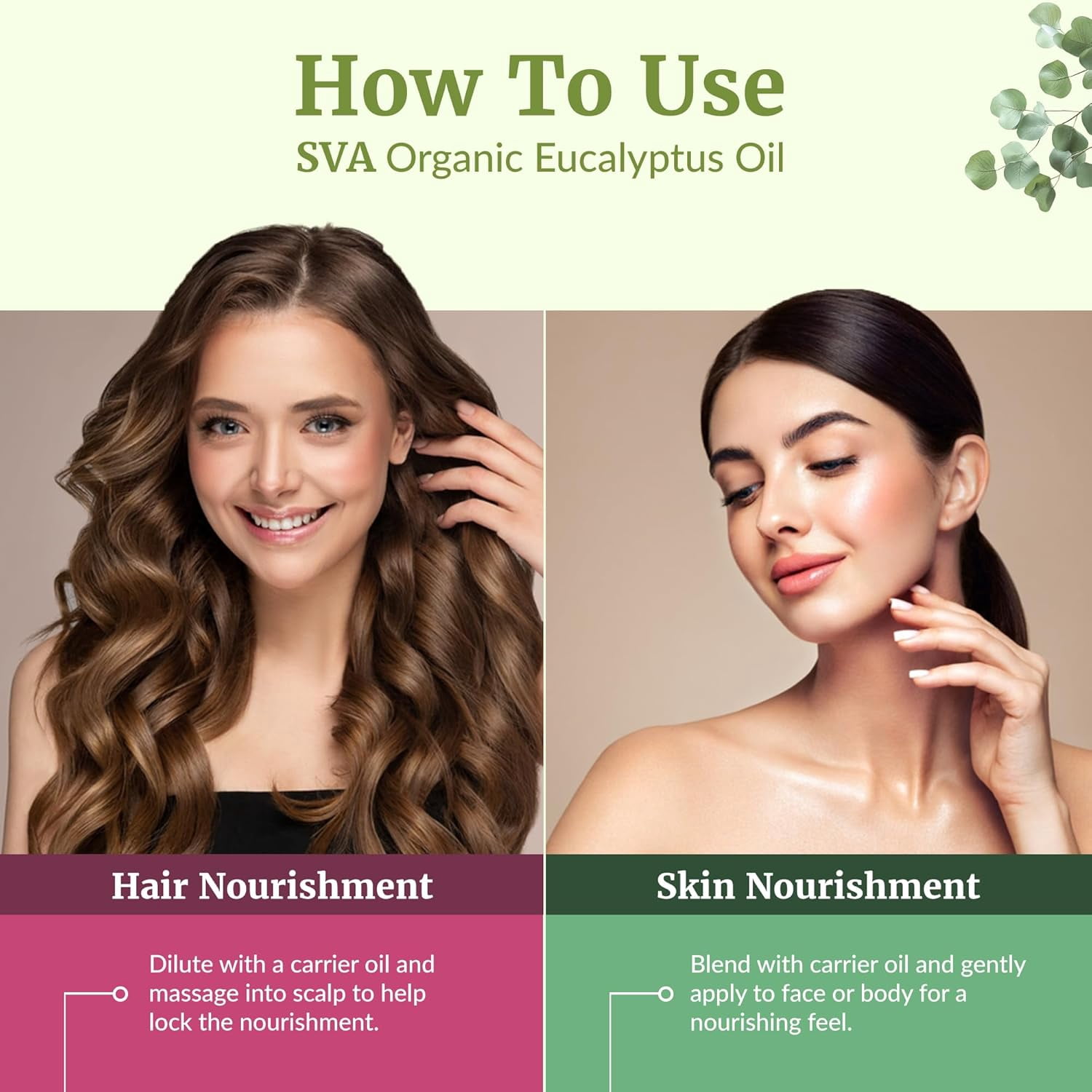SVA Eucalyptus Essential Oil Organic – 16 Fl Oz – 100% Natural Organic Eucalyptus Oil for Hair, Face, Skin Care, Diffuser, Aromatherapy, Scalp, Body Massage, Soap and Candle Making