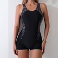 thumbnail image 2 of GEWSEY Swimsuit Women Boyleg One Piece Water Aerobic Competitive Bathing Suit (Black, L), 2 of 9