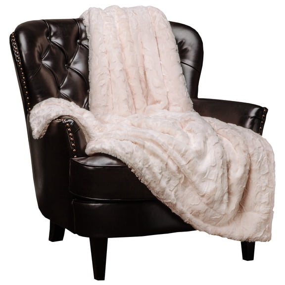 Chanasya Wolf Pattern Tie-Dye Faux Fur Throw Blanket - Ivory