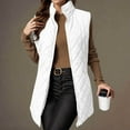 thumbnail image 6 of YOIAVAIOY Puffer Vest Womens Lightweight Quilted Jacket Stand Collar Zip Up Sleeveless Mid-length Down Vests White M, 6 of 10