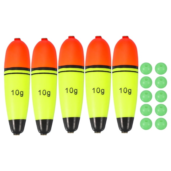 Fishing Slip Bobbers, EVA Foam Bobbers Slip Floats with Fish Beads, 0.4 oz Floatage & 5 Pcs & Red/Yellow -Fitting for Perch Carp