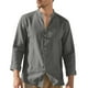 thumbnail image 1 of pstuiky camisetas de manga larga para hombre, Camisas de lino para hombre, informales, de manga larga, con botones y cuello alto camisetas de hombre xxxl, 1 of 9