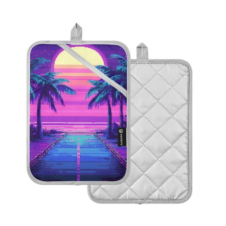 

Yayeee Pot Holders for Kitchen Heat Resistant with Pocket 7 x9.8 Quilted Oven Pads Purple Digital Art