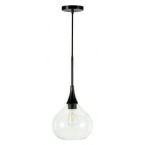 Evelyn&Zoe 9" Matte Black Metal/Glass Pendant