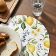 thumbnail image 3 of Summer Lemon Round 15 Inch Placemats Set of 2, Yellow Botanical Spring Floral Blue HeatResistant Non Slip Place Mats for Dining Table, Wipeable Braided Kitchen Table Mats for Housewarming, 3 of 9