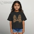 thumbnail image 2 of Girl's Mickey & Friends Animal Print Minnie Mouse Bow Graphic Cropped T-Shirt Black Large, 2 of 8