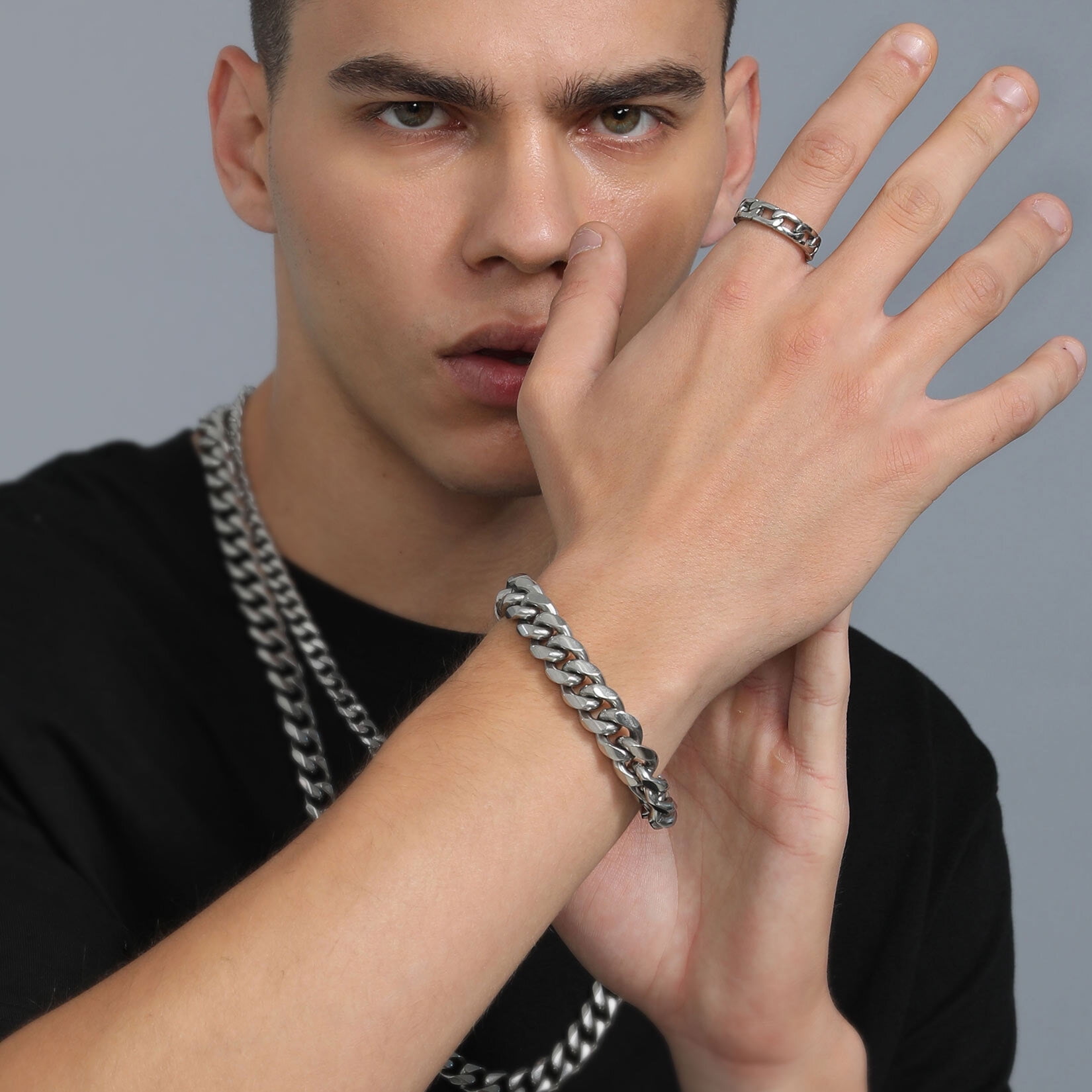 Cuban Link Hand Chain Bracelet Men Men Fancy Hand Chain Bold 14MM