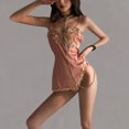 thumbnail image 1 of XZNGL Womens Deep V Side Split Embroidered Hanging Strap Short Skirt Set, 1 of 1