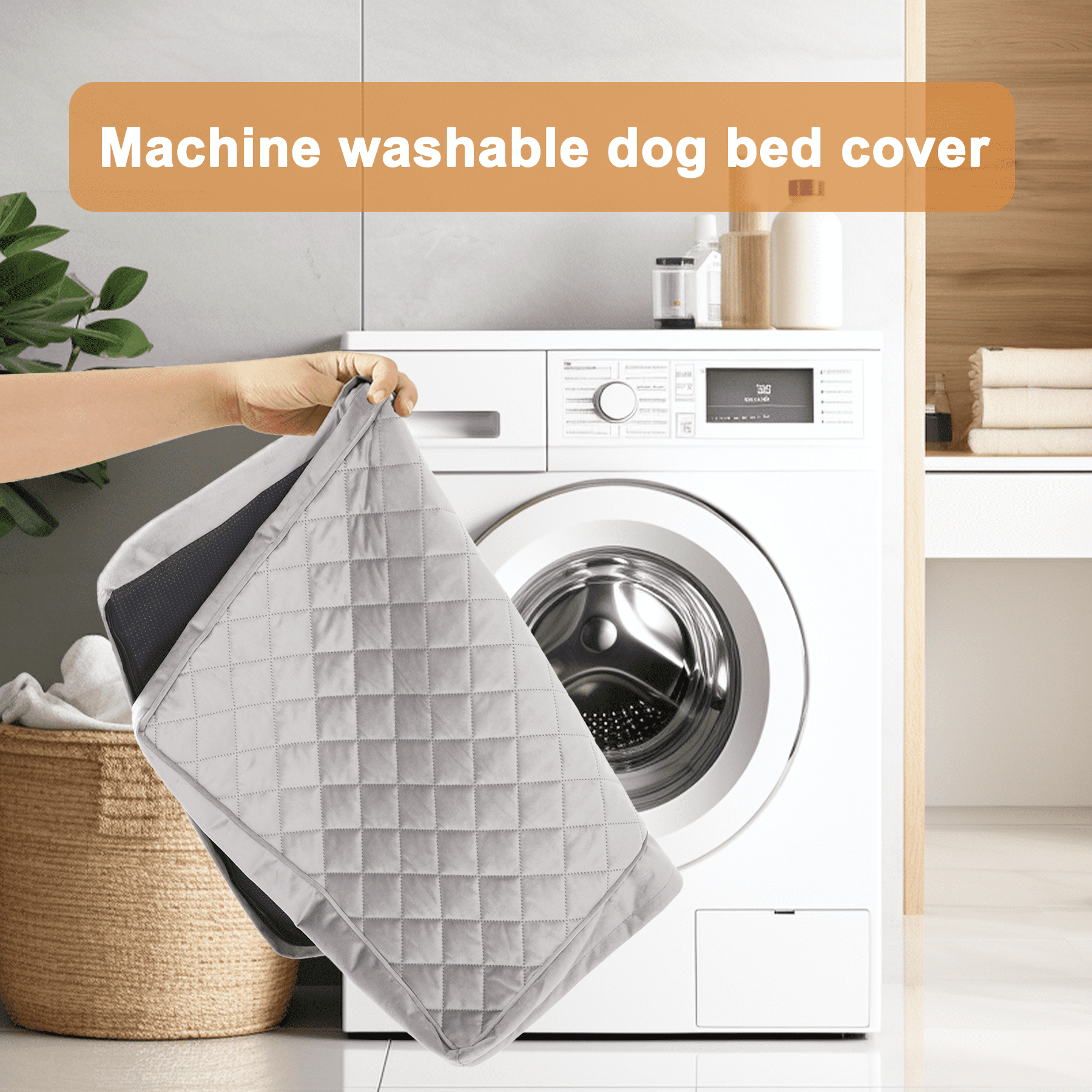 KSIIA 35" Waterproof Orthopedic Dog Bed for Large Dogs Orthopedic Dog Crate Bed with Removable Washable Cover