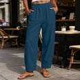 thumbnail image 2 of Womens Striped Pants New Women’s Elastic Waist Pants, Wide Leg Casual Long Pants, Lightweight Relaxed Fits Bottoms with Pockets, 2 of 6