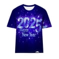thumbnail image 3 of Camisetas Casuales de Mujer Año Nuevo Impreso Suéter de Manga Corta Cuello Redondo, Top de Moda para el Uso Diario, 3 of 4
