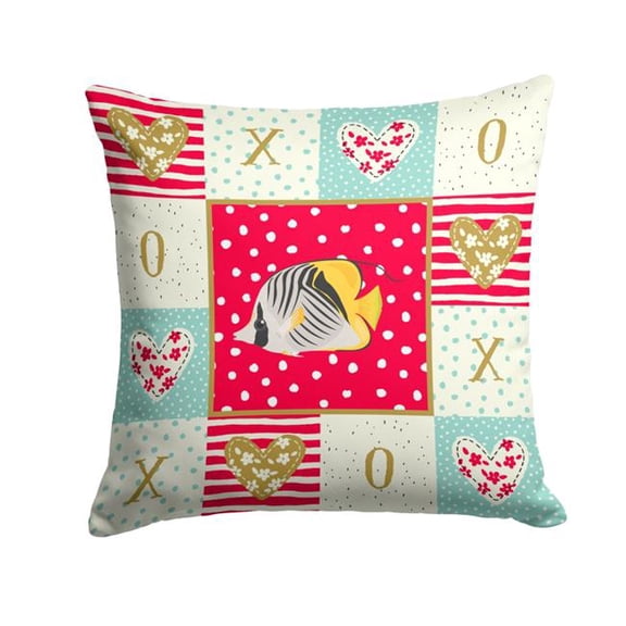 14 x 3 x 14 in. Butterfly Fish Love Fabric Decorative Pillow
